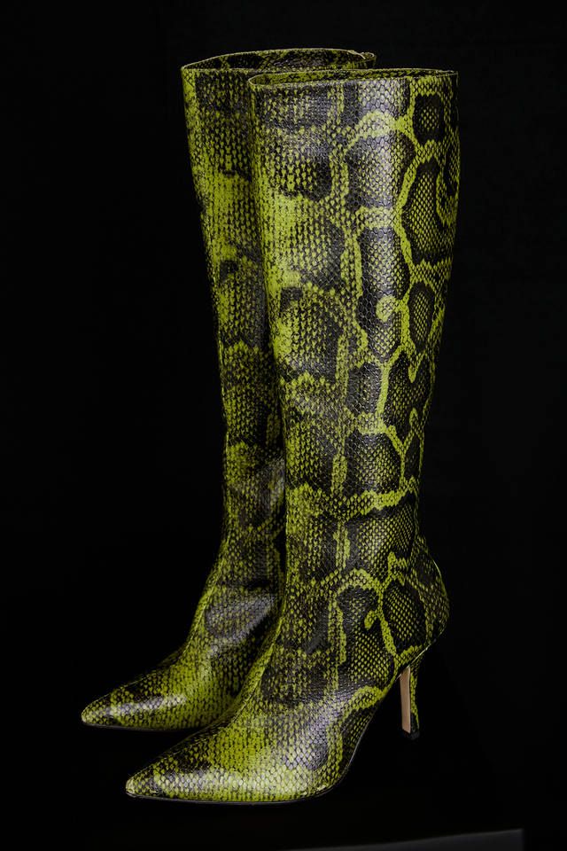 'Royale' Green Print Knee High Boots